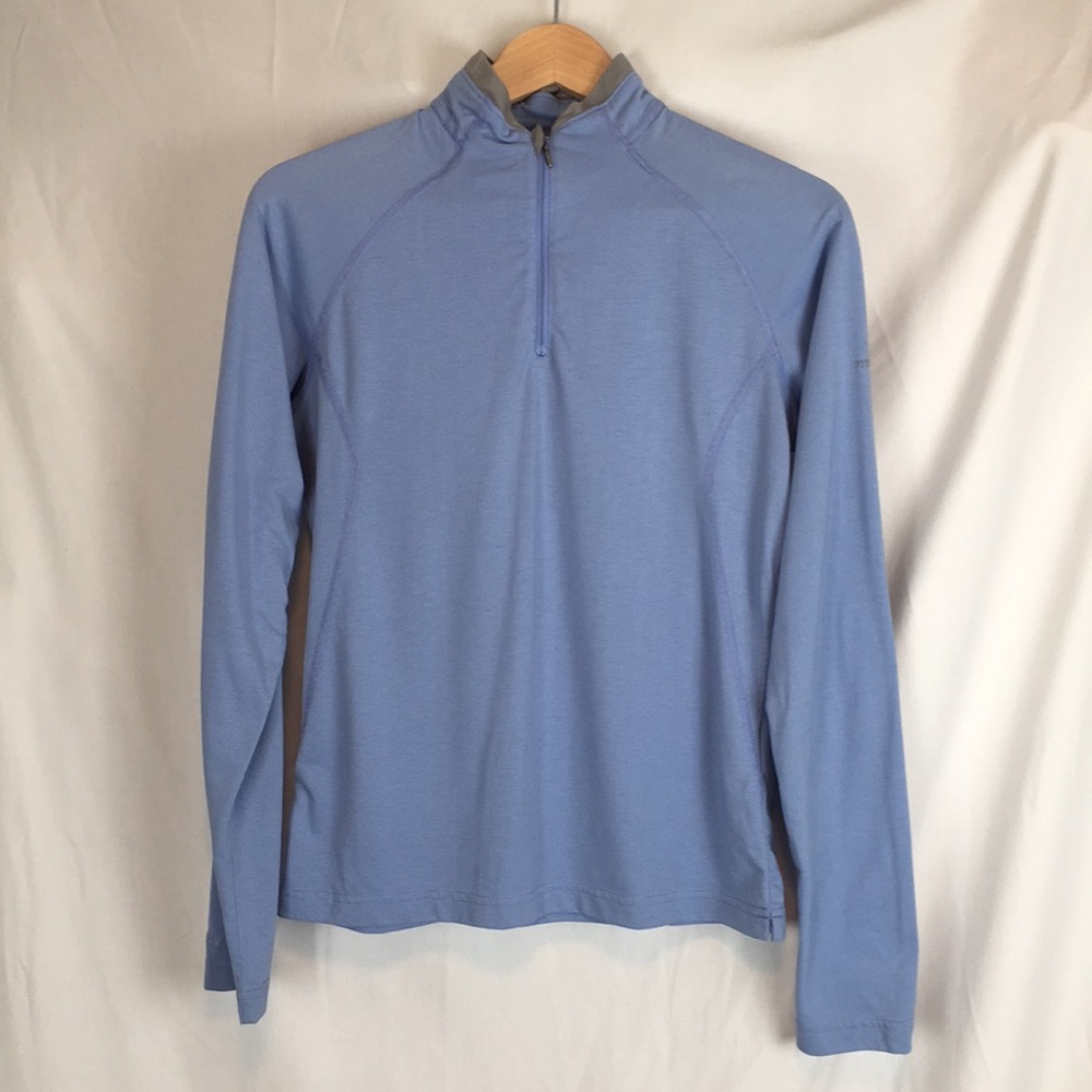 Women's Columbia Titanium Pullover Long Sleeved Athletic Top 1/4 Zip Blue Size M